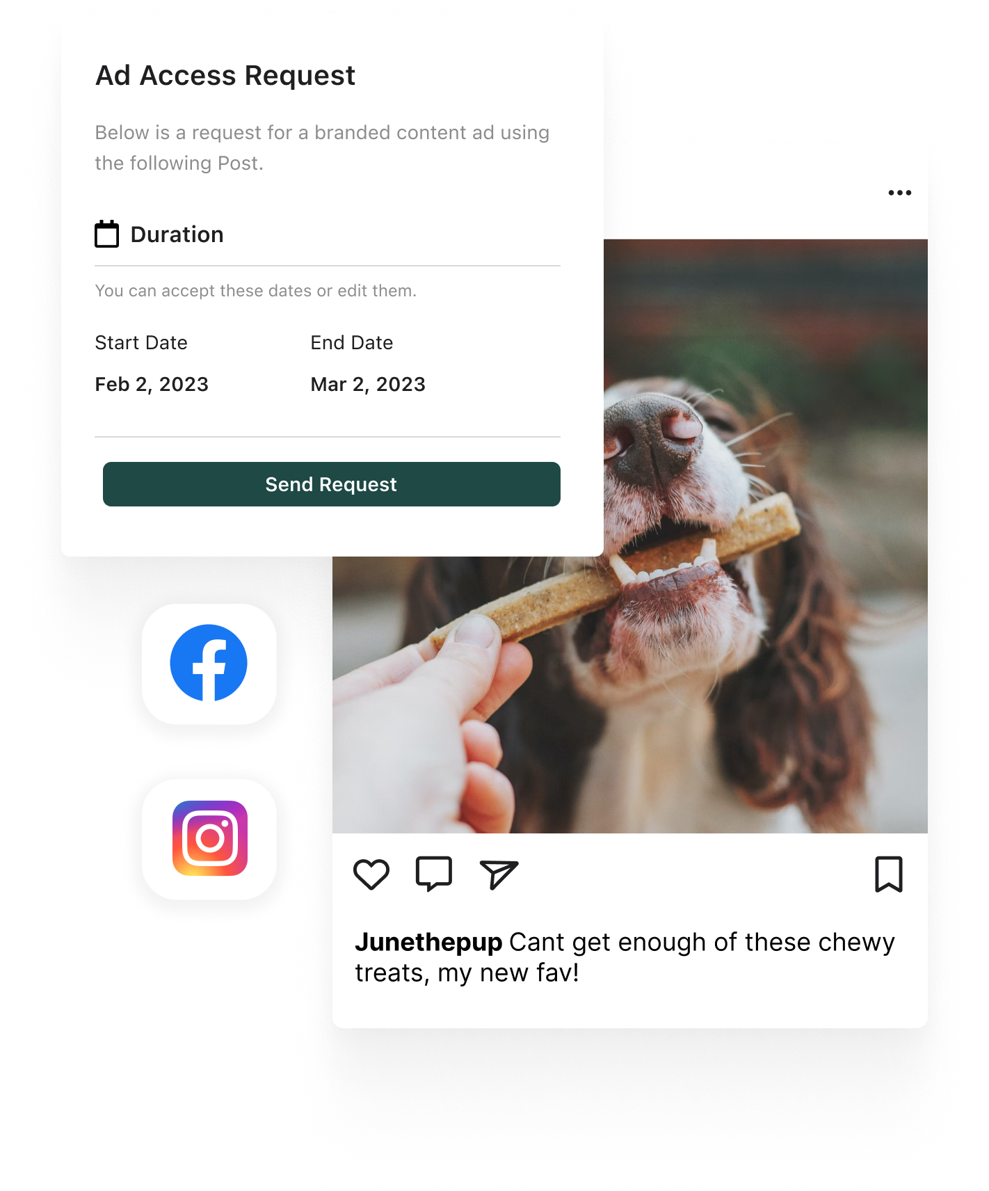 Request branded ad access directly through aspire with the branded content ad feature