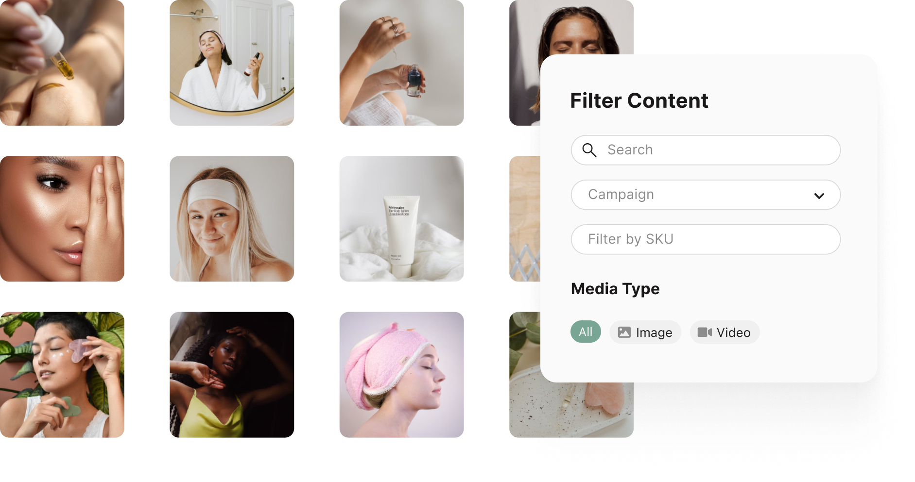 Aspire's content feature allows for easy filtering of your influencer generated content