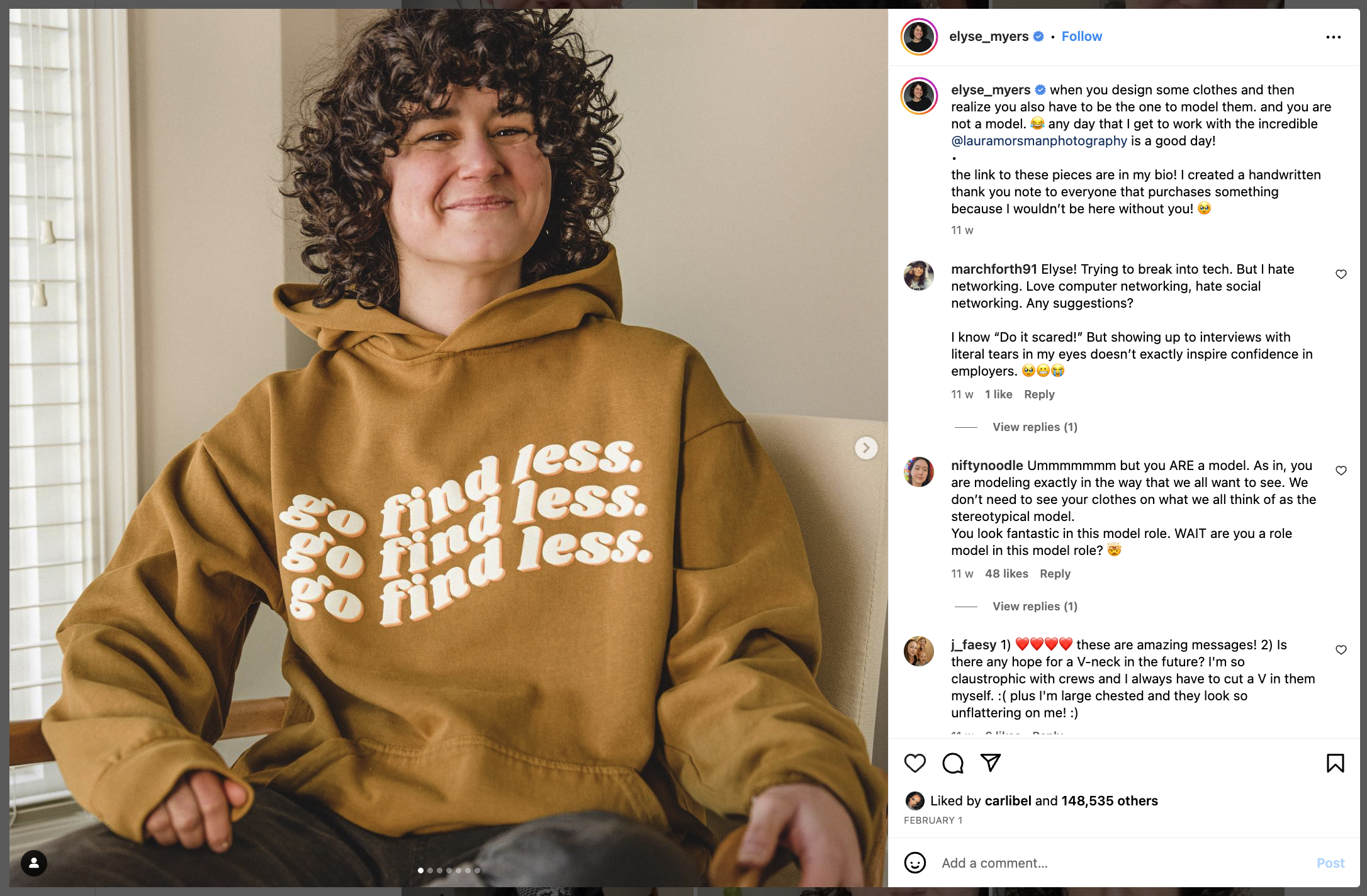 Mega influencer promotes clothing line