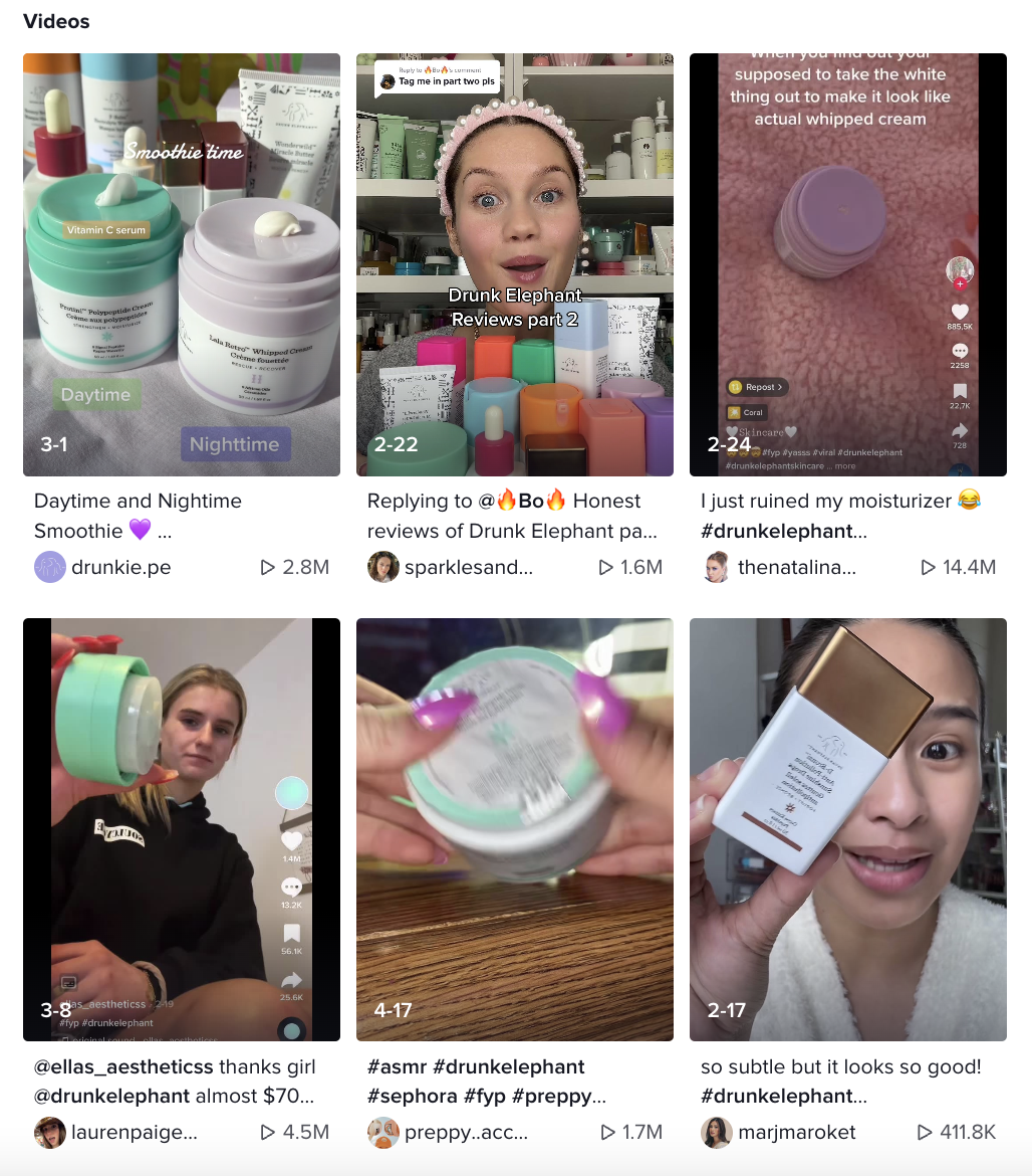 Skincare videos on TikTok